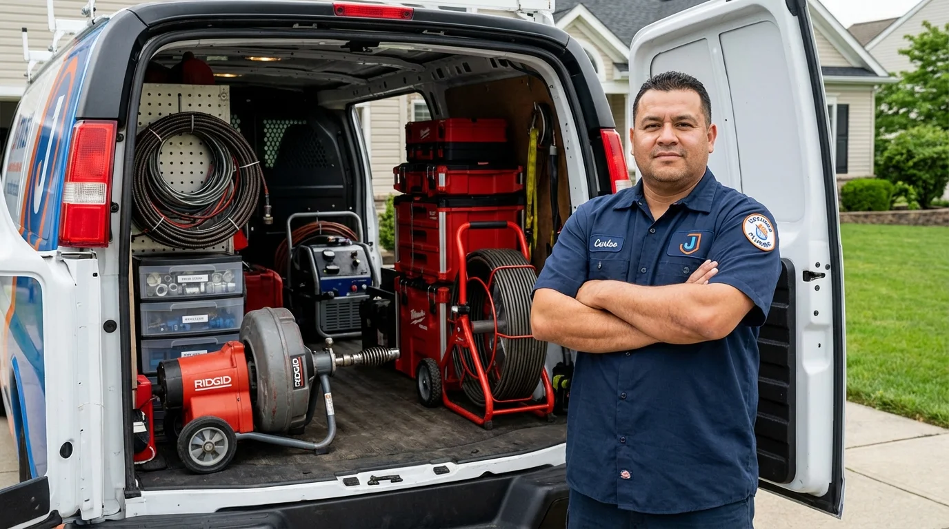 Professional drain cleaning equipment and Johns Plumbing LLC plumber in South Shore
