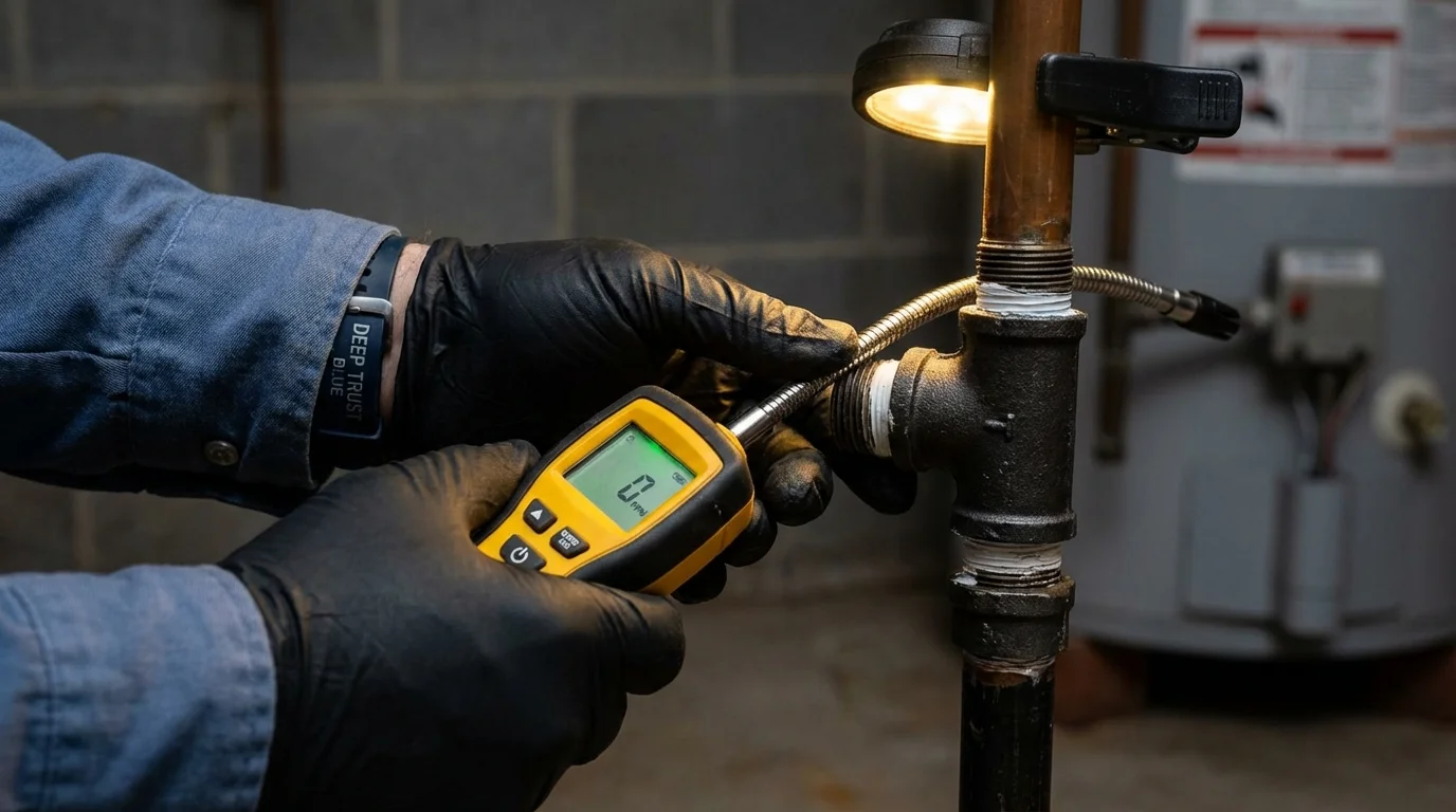 Gas leak detection with electronic sniffer by Johns Plumbing LLC in South Shore