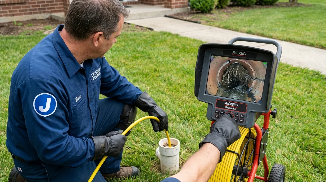 Sewer camera inspection being performed by Johns Plumbing LLC in South Shore